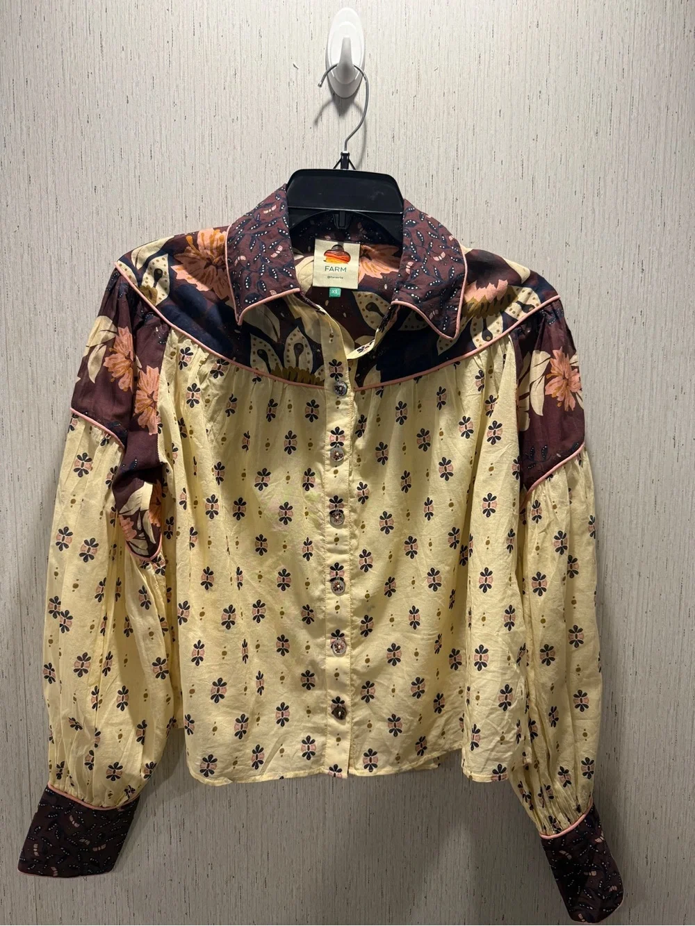 FARM Rio Ainika Chill Burgundy Blouse XS